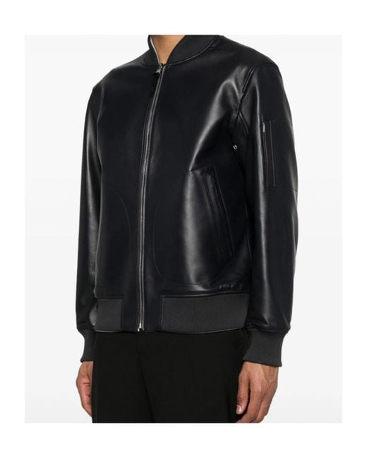 Mackage Black Long-Sleeved Leather Jacket for men