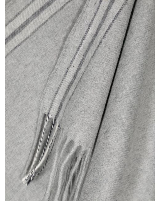 Brunello Cucinelli Gray Striped Fringed Scarf for men