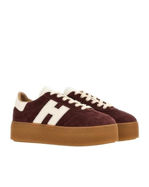 Hogan Brown Side H Patch Sneakers