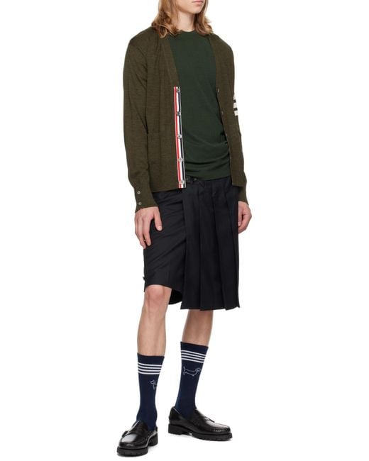 Thom Browne Green Short-Sleeved Crewneck Knitted T-Shirt for men