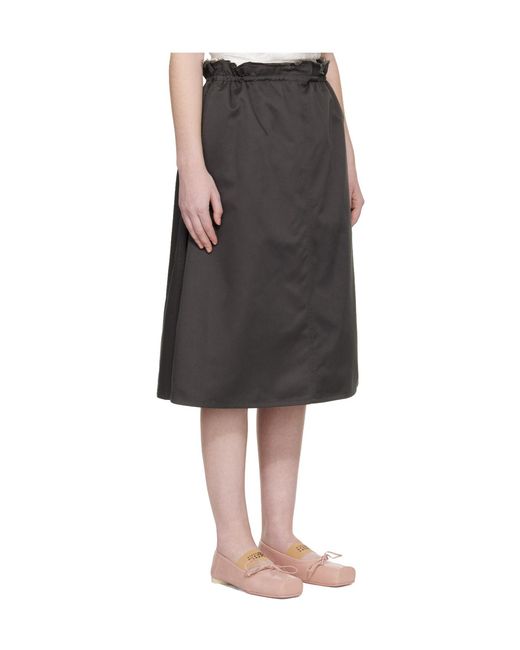 MM6 by Maison Margiela Black Ruffled-Detail Midi Skirt