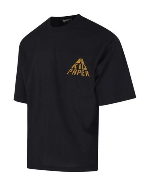 A PAPER KID Black Logo Cotton T-Shirt for men