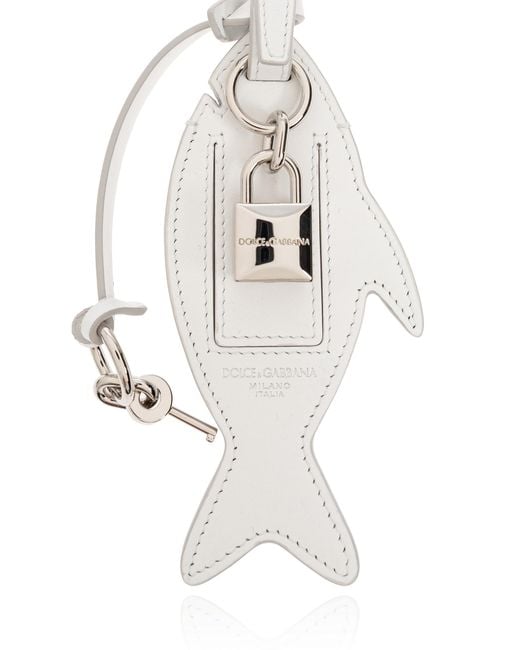 Dolce & Gabbana White Calfskin Keyring for men
