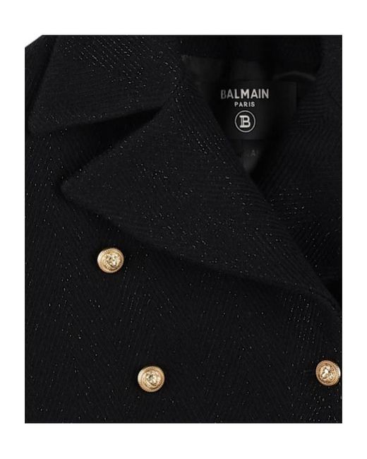 Balmain Black Wool Blend Coat