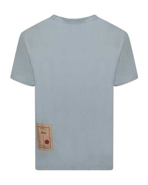 C P Company Blue Logo-Patch Crewneck T-Shirt for men