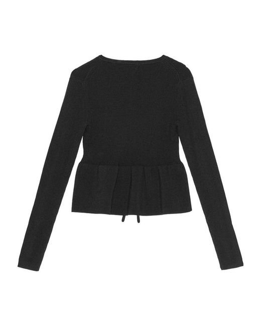 Ganni Black Ribbed Knit Cardigan