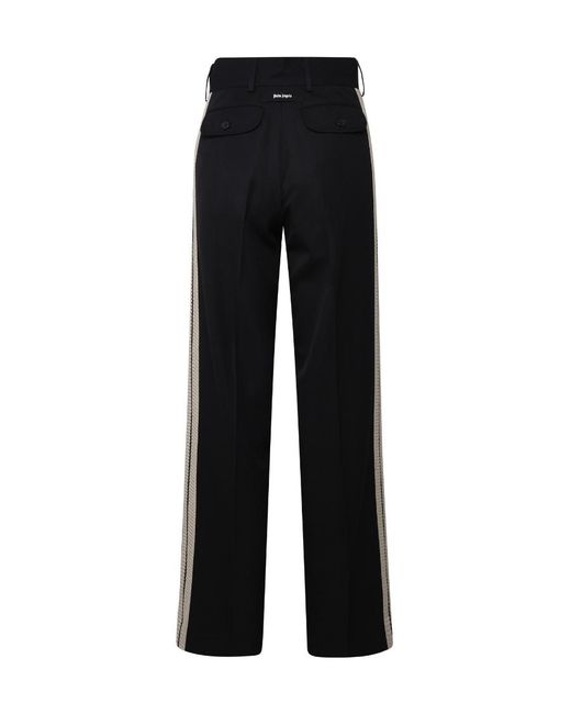 Palm Angels Black Side Stripe Detailed Straight Leg Trousers