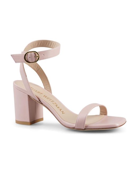 Stuart Weitzman Pink Open-Toe Ankle Strap Sandals