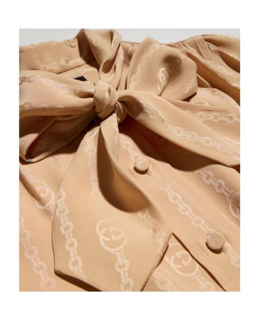 Gucci Natural Interlocking G Chain Silk Jacquard Shirt