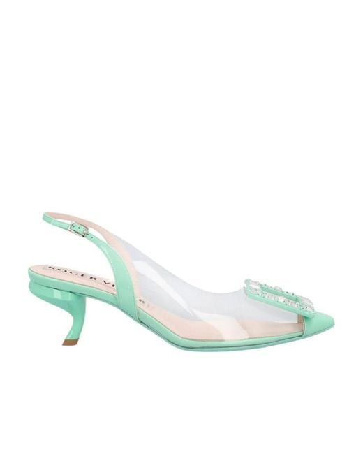 Roger Vivier Green Buckled Slingback Pumps