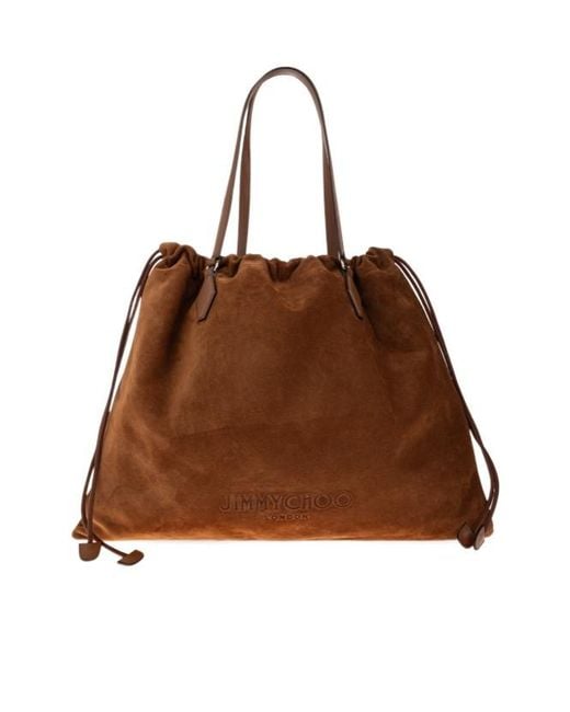 Jimmy Choo Brown Drawstring Large Tote Bag