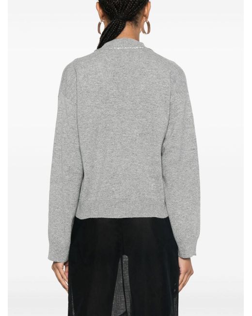 Fabiana Filippi Gray Sequin-Embellished Virgin Wool Blend Cardigan