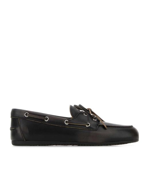 Miu Miu Black Unlined Bleached Leather Loafers