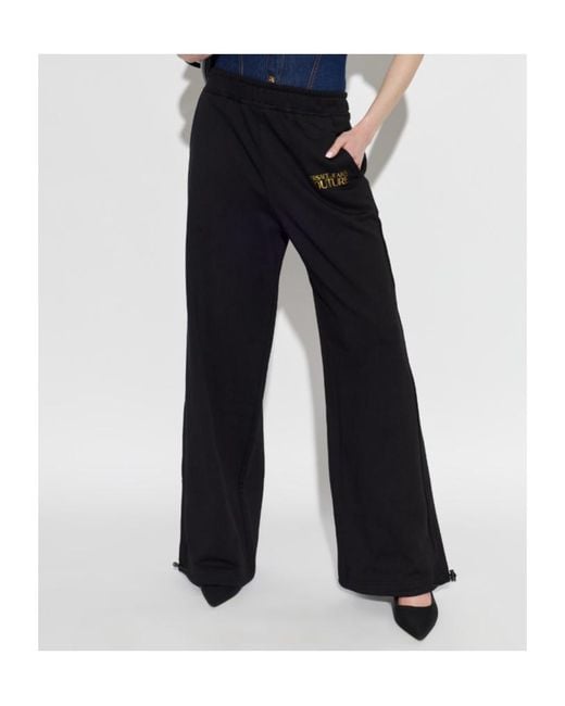 Versace Jeans Black Couture Logo Wide-Leg Joggers