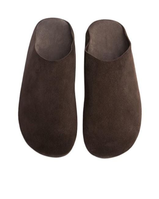 The Row Brown Hudson Leather Slides for men