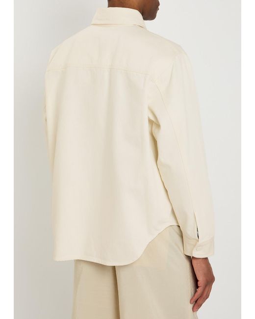 AMI White Logo-Appliquéd Denim Overshirt for men