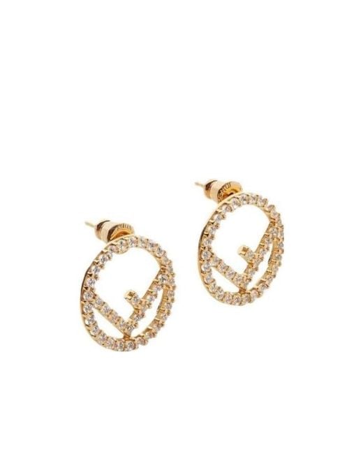 Fendi Metallic F Is Earrings