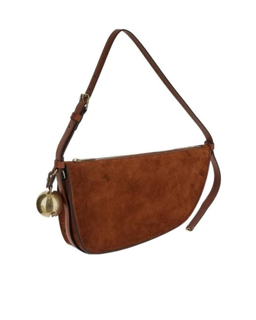 Burberry Brown Bell-Detailed Zipped Shoulder Bag