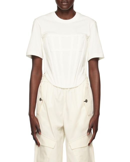 Dion Lee White Corset Organic Cotton T-Shirt for men