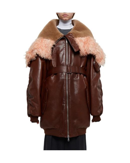 Prada Brown Wool Overcoat With Large Outline