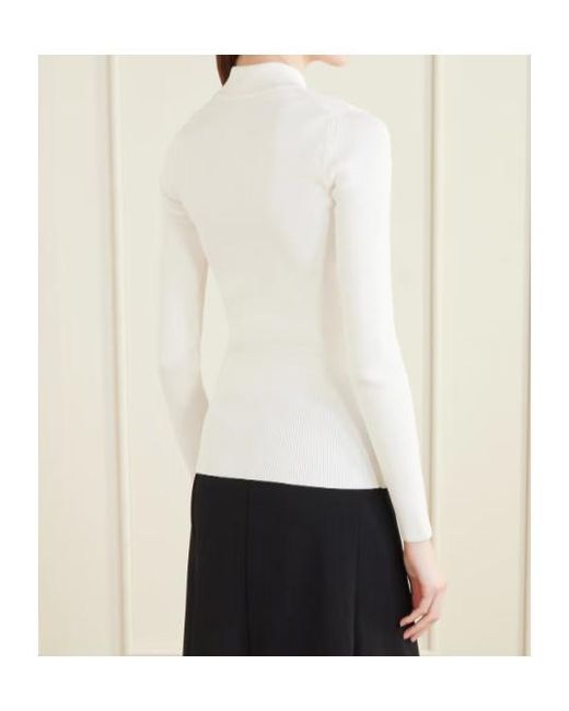 Jil Sander White Ribbed-Knit Mock-Neck Sweater