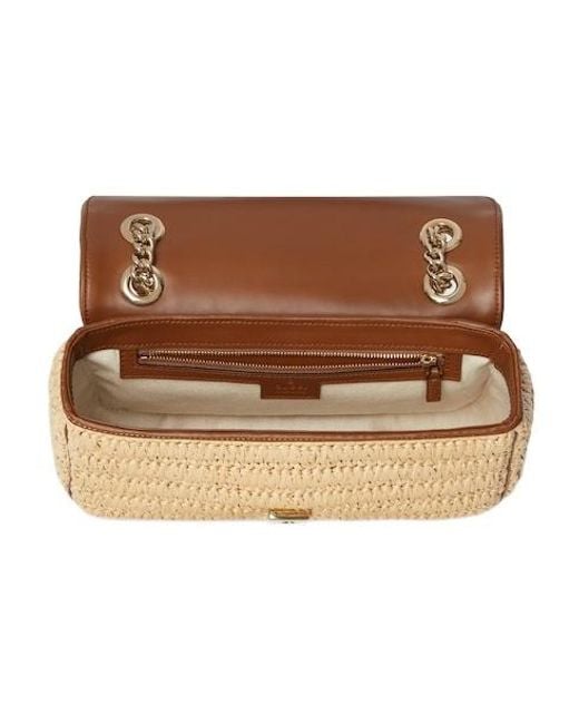 Gucci Natural Gg Marmont Woven Medium Shoulder Bag