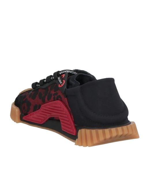 Dolce & Gabbana Red Leopard Print Low-Top Casual Shoes