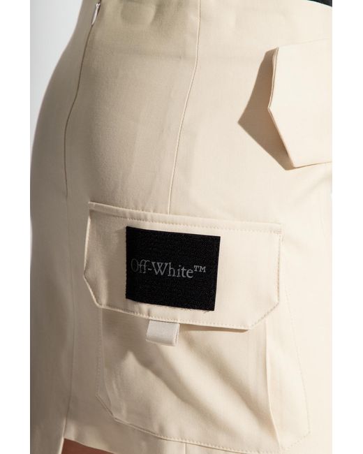 Off-White c/o Virgil Abloh Natural Asymmetric Wool Mini Skirt