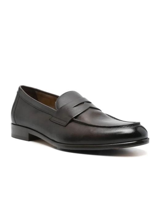 Doucal's Black Round Toe Loafers for men