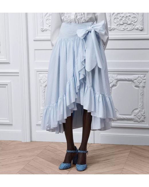 Dior Blue Iviera Mid-Length Ruffled Skirt