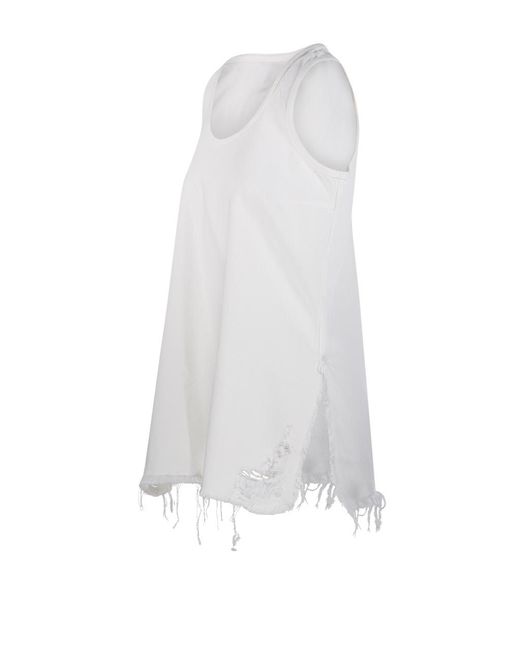 DARKPARK White Frayed Sleeveless Top