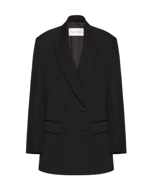 Valentino Black Double-Breasted Long-Sleeved Blazer