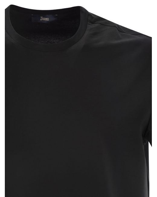 Herno Black Stretched Crewneck T-Shirt for men