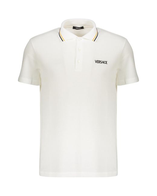 Versace White Short-Sleeved Polo Shirt for men