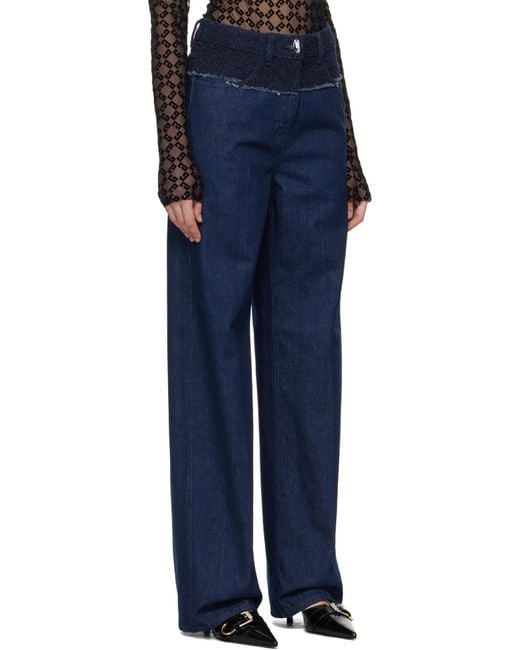 Givenchy Blue Bucla Panelled Straight-Leg Jeans
