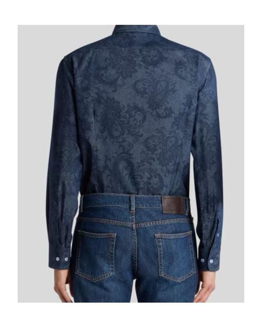 Etro Blue Paisley Ramage Shirt for men
