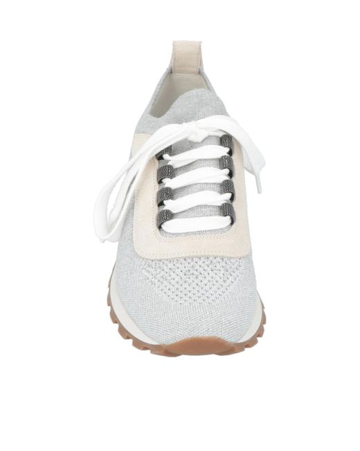 Brunello Cucinelli White Round-Toe Low-Top Sneakers
