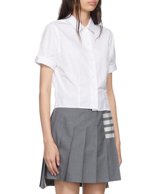 Thom Browne White Short-Sleeved Button-Up Shirt