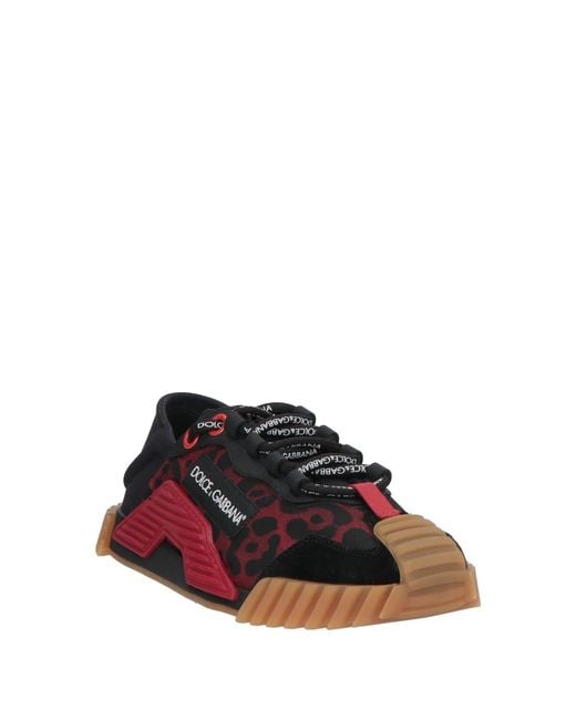 Dolce & Gabbana Red Leopard Print Low-Top Casual Shoes