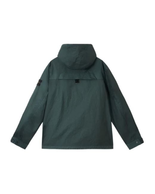 Stone Island Green Compass Patch Hooded Jacket for men