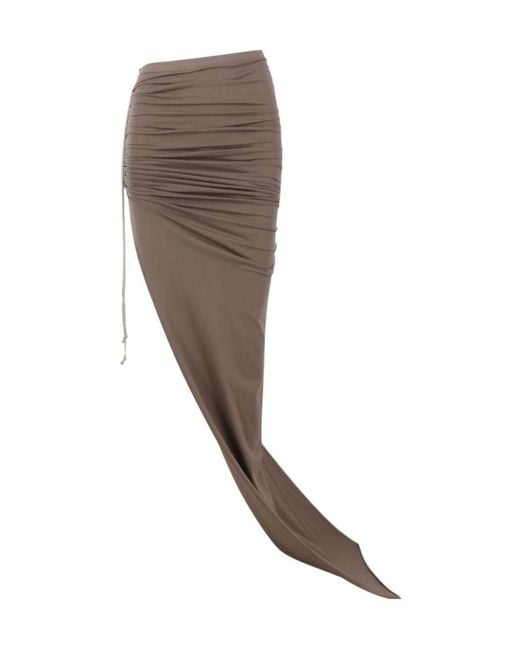 Rick Owens Brown Asymmetrical Maxi Skirt