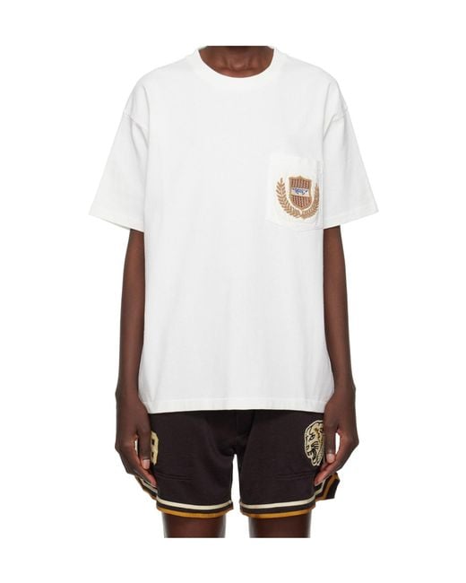 Bode White Sportsman Patch Pocket Crew Neck T-Shirt