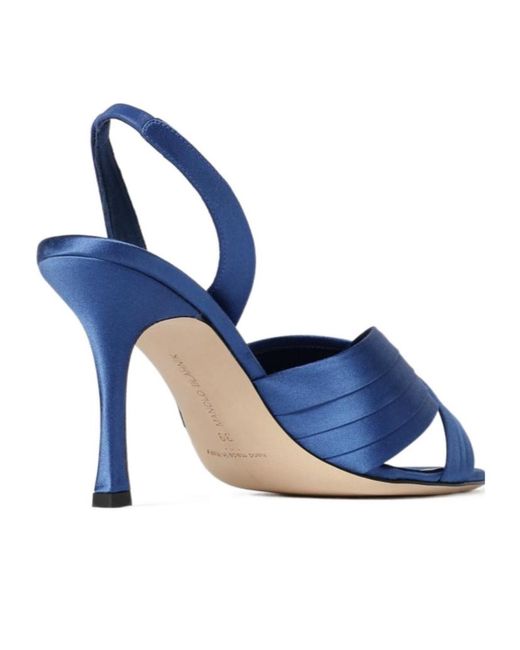 Manolo Blahnik Blue Round-Toe High-Heeled Sandals