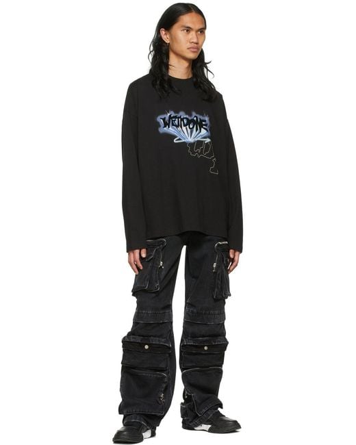 we11done Black Logo Details Long-Sleeved T-Shirt for men