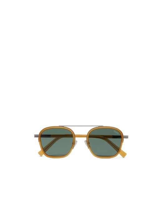 Zegna Green Dark Orizzonte I Acetate And Metal Sunglasses