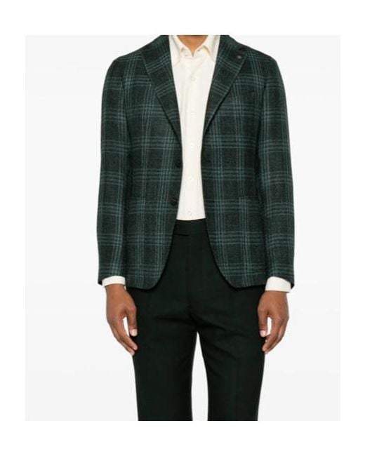 Tagliatore Green Plaid Suit Jacket for men