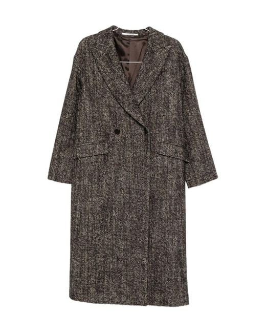 Tagliatore Gray Double-Breasted Taiored Coat
