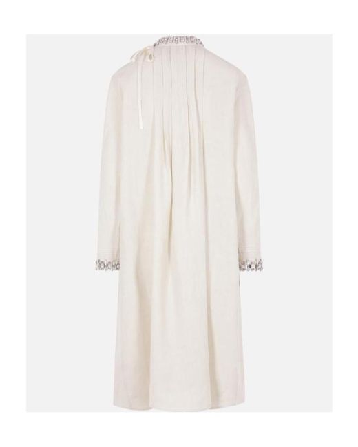 Prada White Embellished Long-Sleeved Dress