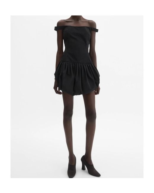 Magda Butrym Black Off-Shoulder Puff Skirt Mini Dress