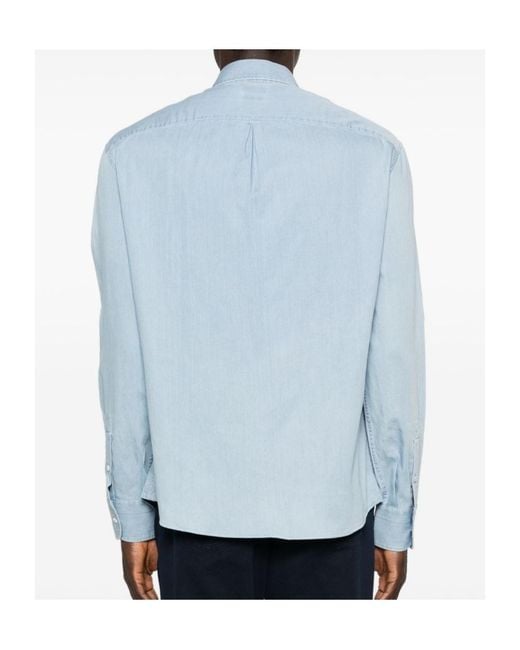 Brunello Cucinelli Blue Pocket Shirt for men